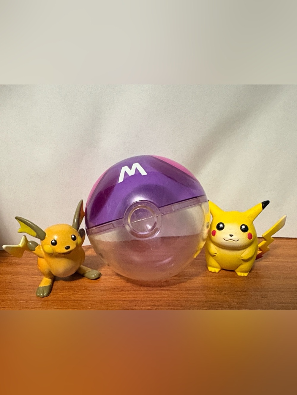 1998 Pokemon Pikachu & Raichu Figure Set with Master Ball Figure Holder